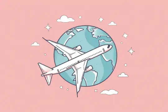 Иллюстрация с самолётом, летящим над планетой Земля