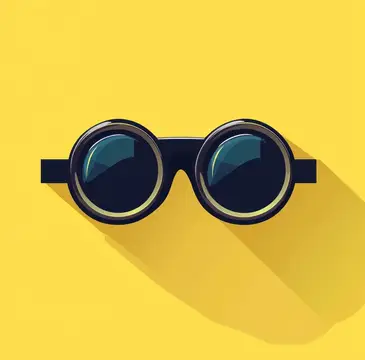 Иллюстрация круглых солнцезащитных очков на жёлтом фоне