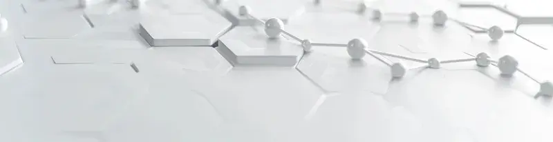 3D-рендер белых шестиугольников и сфер с соединительными линиями