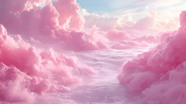 3D-рендер розовых облаков над спокойной водой