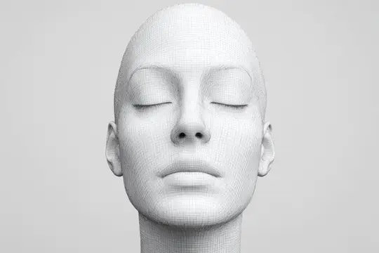 3D-рендер женского лица с закрытыми глазами