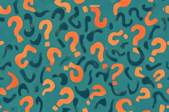 Оранжевые и бирюзовые вопросительные знаки на фоне