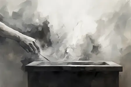 Абстрактная акварельная живопись: белые брызги на черном холсте