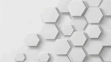 Композиция из сцепленных белых шестиугольников на мягком сером фоне, отражающая современную эстетику