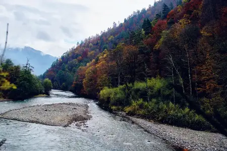 Лес, горы, осень, река, путешествие, природа, пейзаж
