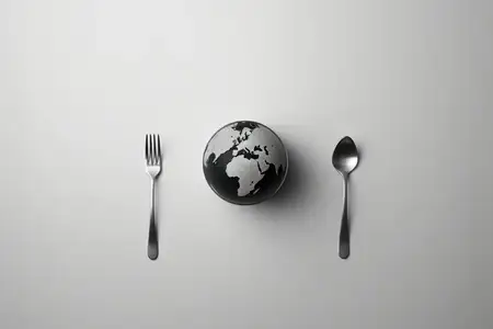 Фон, концепция, земля, глобус, окружающая среда, мир, символ, спасти, синий, тарелка, вилка, экологический, планета, еда, нож, зеленый, глобальный, еда, природа, фон