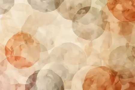 Абстрактное произведение искусства с кругами в теплых тонах на белом фоне для творческих дизайнерских проектов и оформления интерьера