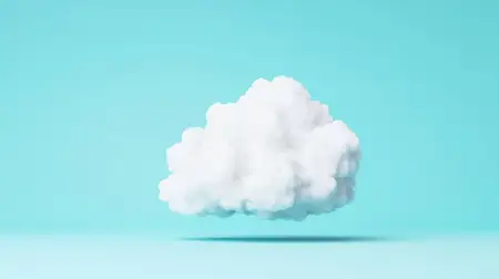 Мягкое белое облако, парящее на ярком бирюзовом фоне, олицетворяет покой и расслабление