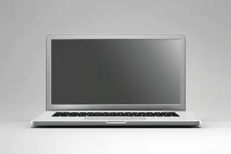 Рабочий стол в офисе, экран, интернет, ноутбук, дисплей, современный фон, технология, пустой белый монитор, никого нет, стол, бизнес, интерьер, работа, компьютер
