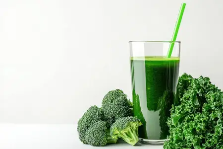 Питательный зеленый смузи с брокколи и капустой кале, богатый витаминами и минералами