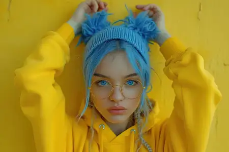 Женственная элегантность: симпатичная молодая модель с привлекательными голубыми глазами и рыжими волосами позирует в повседневной одежде на белом фоне