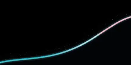 Абстрактные светящиеся звезды на темном черном фоне: футуристическая вселенная бесконечного света и энергии