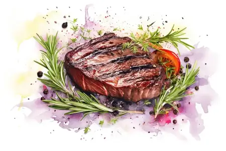 Барбекю, сочный, вырезка, мясо, говядина, гриль, филе, барбекю, красный, крупный план, фон, нарезанный, стейк, приготовленный, средний, еда, травы, редкий, ужин, вырезка, розмарин