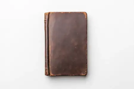 Классическая винтажная книга в кожаном переплете с потертым видом, идеально подходящая для вызова чувств ностальгии, литературы и вневременных историй
