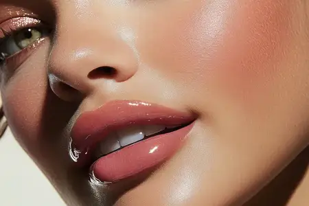 Захватывающий крупный план женщины с безупречной кожей и блестящей улыбкой, иллюстрирующий красоту, уверенность и грацию, идеально подходит для рекламы косметических средств или средств по уходу за…