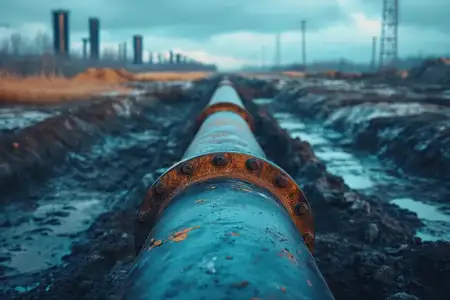 Промышленный трубопровод: обеспечение эффективности и прогресса на фоне загрязнения в небе на закате