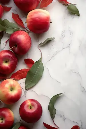 Спелые красные яблоки на белом фоне