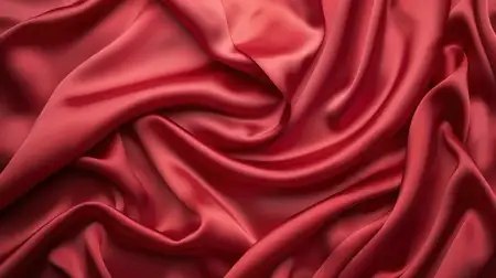 Великолепная красная атласная ткань с замысловатыми складками и заломами, элегантная текстура для дизайна моды и красоты