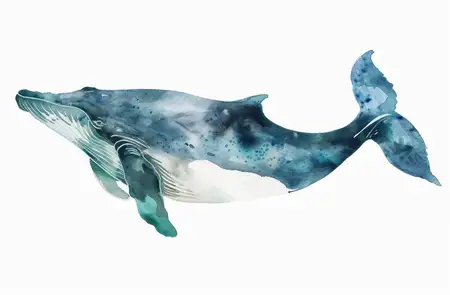 Красивое и безмятежное изображение синего кита под водой, демонстрирующее грациозность морских существ в их естественной среде обитания