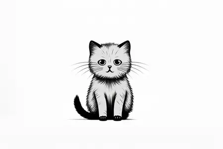 Забавный пушистый кот: милый котенок со счастливой улыбкой