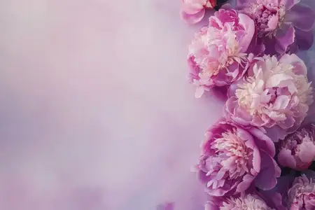 Красивые розовые пионы на ярком фиолетовом фоне с местом для текста или фотографии