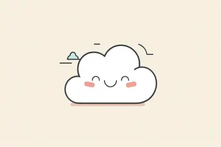 Счастливое облачко с улыбающимся лицом и текстом «Счастливое облачко» на голубом фоне