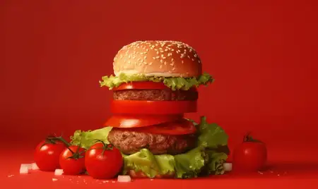 Булочка, бургер, мясо, сэндвич, быстрая еда, гурман, американский чизбургер, гриль, еда, салат, помидор, сыр, вкусная еда, закуска, лук, гамбургер, ужин, говядина, нездоровая еда, обед, фон