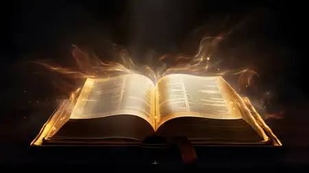 Волшебная антикварная книга мудрости: освещенное знание в темной библиотеке