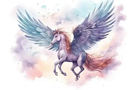 Лошадь, искусство, природа, единорог, животное, фэнтези, красота, мультфильм, дикая природа, иллюстрация, магия, пони, жеребец, пегас, мифология, летящее существо, белый, милый, крыло