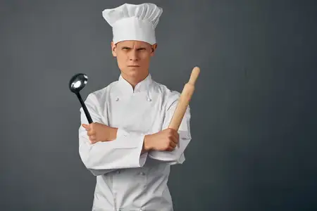 Поварская форма, продукты, приготовление пищи, кулинарный профессионал, ресторан
