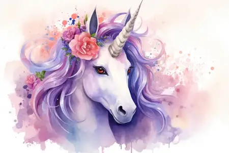 Рисунок, фэнтези, принт, мультфильм, дизайн, белый, пони, красота, фон, дикая природа, открытка, искусство, животное, голова, мечта, милый, магия, лошадь, рог, единорог, цветок, фея, мифология