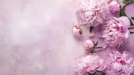 Красивые розовые пионы на нежно-розовом фоне с местом для вашего сообщения или дизайна
