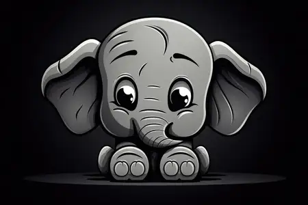 Смеющийся талисман: дружелюбный африканский слон в комиксной иллюстрации, улыбающийся и играющий в сафари-забавах
