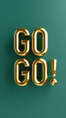 Зелёный фон с трёхмерной визуализацией слова «go» для концепции путешествий и бизнеса