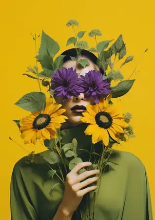 Летняя женщина: модная леди, желтые цветы на фоне, кавказский красивый портрет, весеннее лицо, взрослая женщина, природа, красота, модель