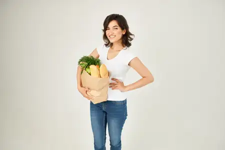 Пакет с продуктами, покупки, супермаркет, обслуживание