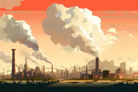 Дым, окружающая среда, газ, небо, фабрика, токсичное здание, электростанция, экология, дымовая труба, загрязнение воздуха, промышленный ландшафт, труба, энергия, глобальная технология, фон