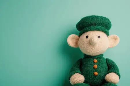 Очаровательная вязаная игрушка-эльф в зеленом наряде вызывает радость и творчество