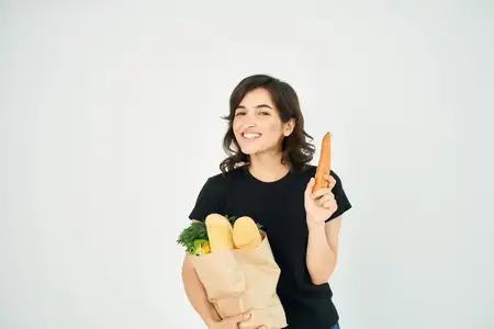 Пакет с продуктами, доставка еды из супермаркета, здоровая пища