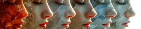 Чистая красота: молодая привлекательная модель с безупречной кожей и гламурным макияжем позирует крупным планом