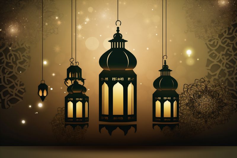 architecture culture mosque night arabic ramadan islam muslim moon religion. Generative AI.