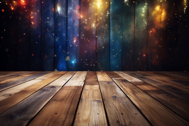 table leaf design flowers background rustic wood bokeh wooden grunge board. Generative AI.