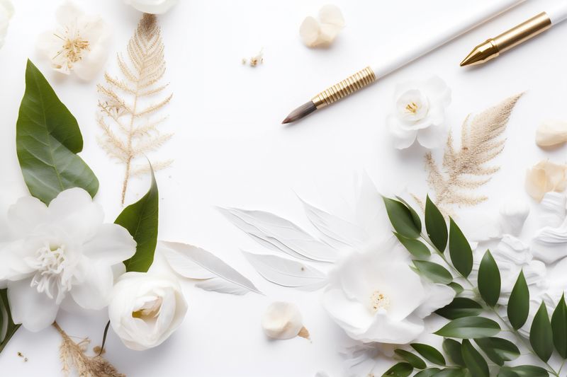 green white flower nature spring background wedding blossom floral beautiful celebration. Generative AI.