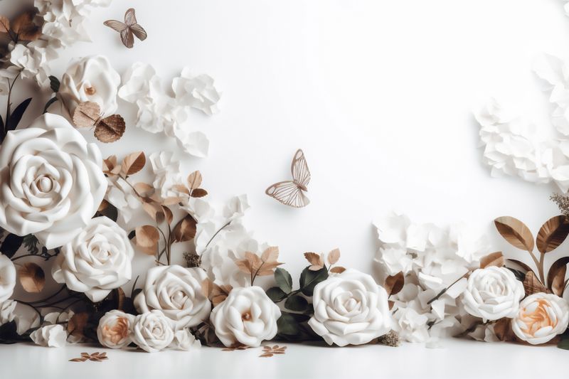 white beautiful background blossom wedding nature celebration bloom spring floral flower. Generative AI.