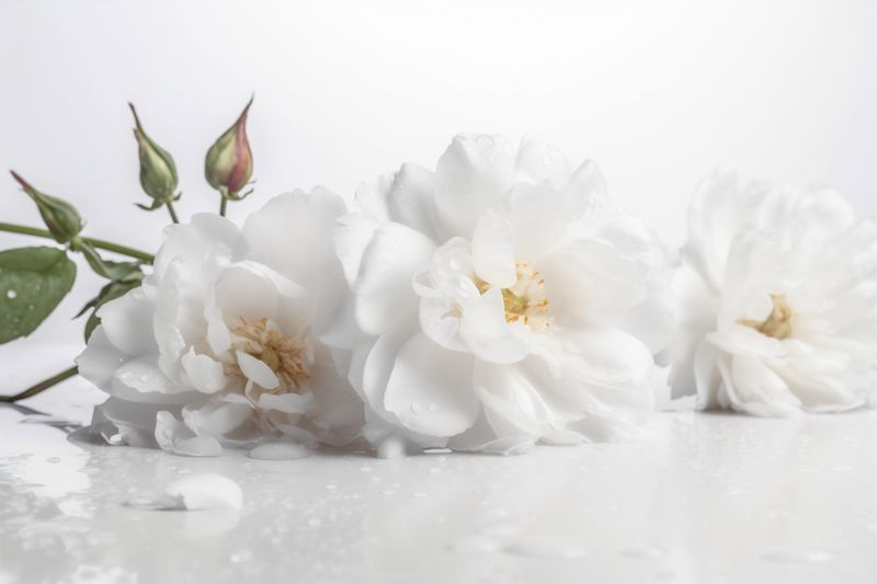 floral spring blossom celebration flower frame white background wedding nature beautiful. Generative AI.