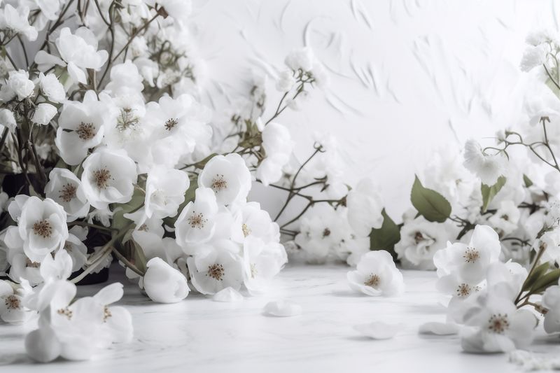 nature spring flower celebration floral beautiful blossom card background white wedding. Generative AI.