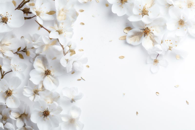 beautiful wedding spring celebration flower blossom white background love nature floral. Generative AI.