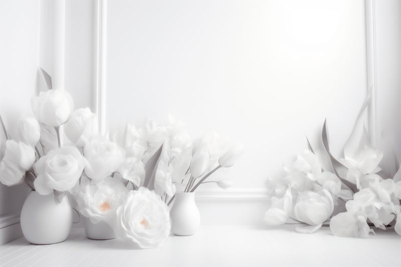 white celebration floral wedding leaf flower beautiful blossom nature background spring. Generative AI.