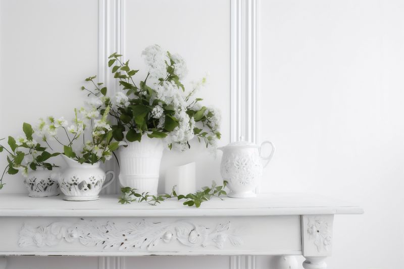 background nature floral celebration beautiful wedding flower white spring blossom leaf. Generative AI.