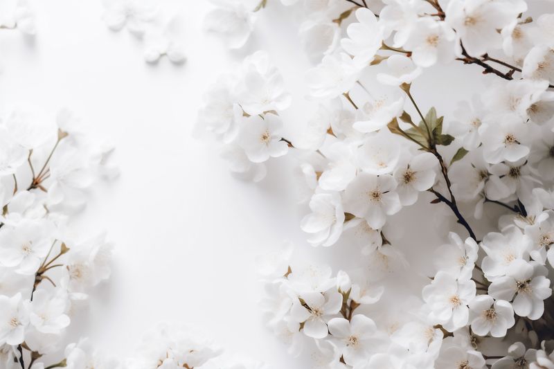 wedding beautiful blossom floral celebration spring bright white background flower nature. Generative AI.
